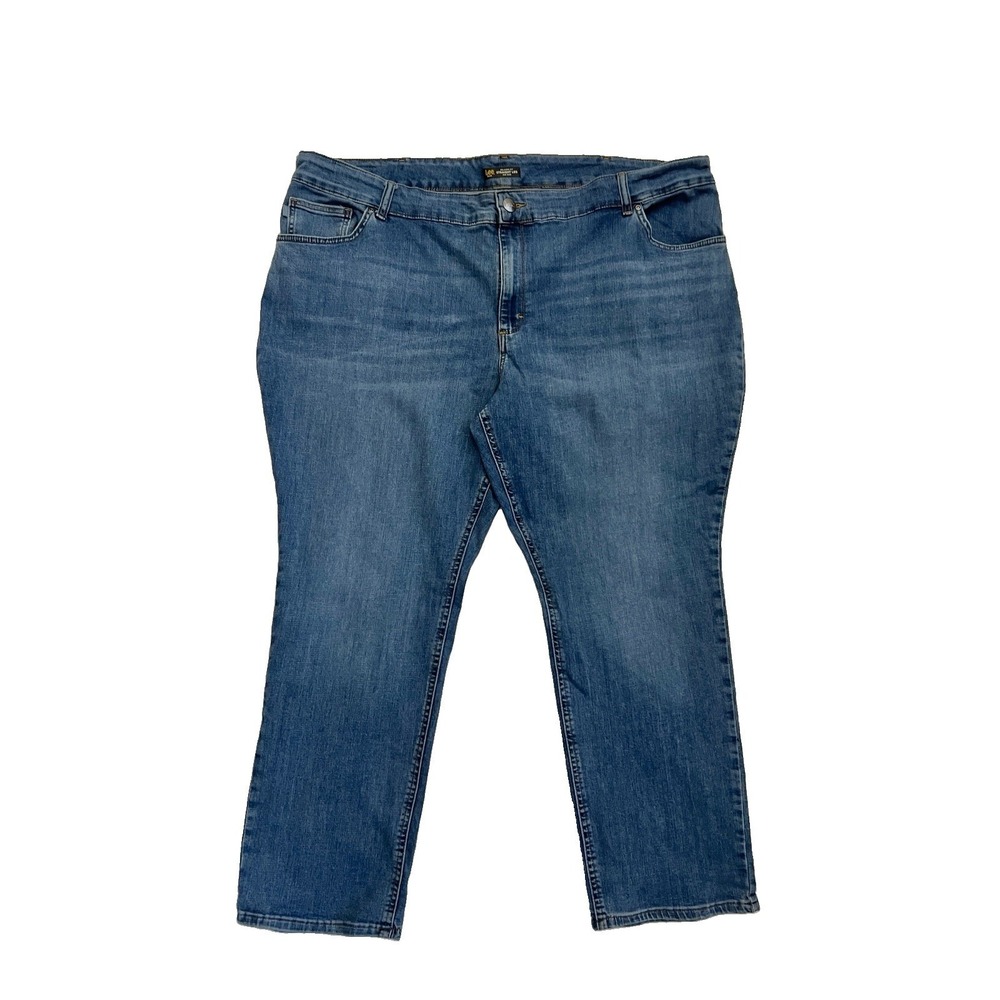 Lee Plus Jeans Blue Denim Pants Size 28 Relaxed Straight Mid Rise Women Clothing